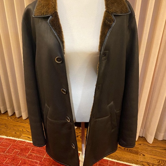 Robert Talbott Other - Robert Talbott Black Coat with Brown Fur Collar